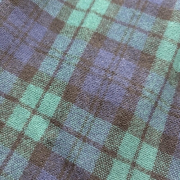 True Vintage 70's Barclay Square 100% Wool Green & Navy Blue Tartan Plaid Skirt - Picture 2 of 7